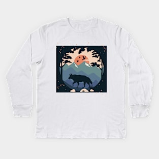 Wolf in Nature for wolf lovers Kids Long Sleeve T-Shirt